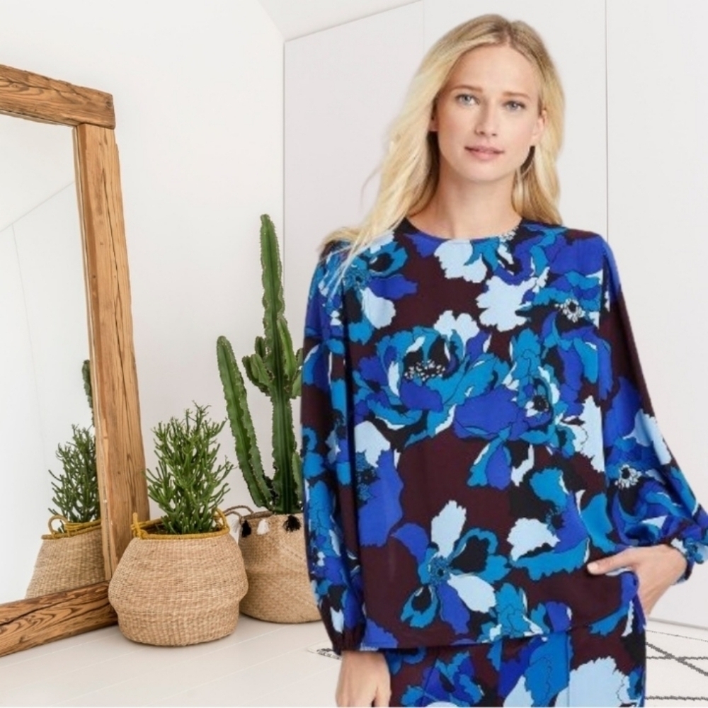 Who What Wear Floral Balloon Sleeve Blouse